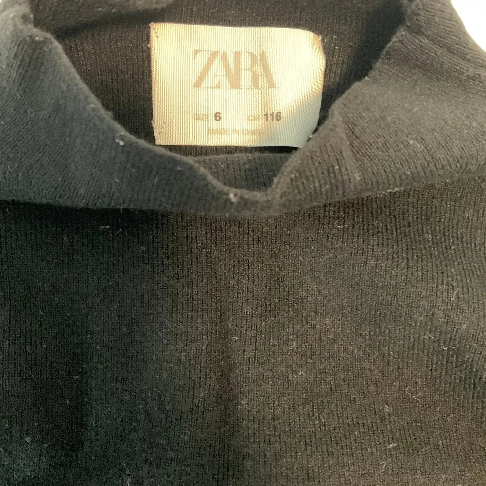 Zara Waffle Knit Set Kids Size 4 Black Excellent Mock Neck Pocketed Loungewear